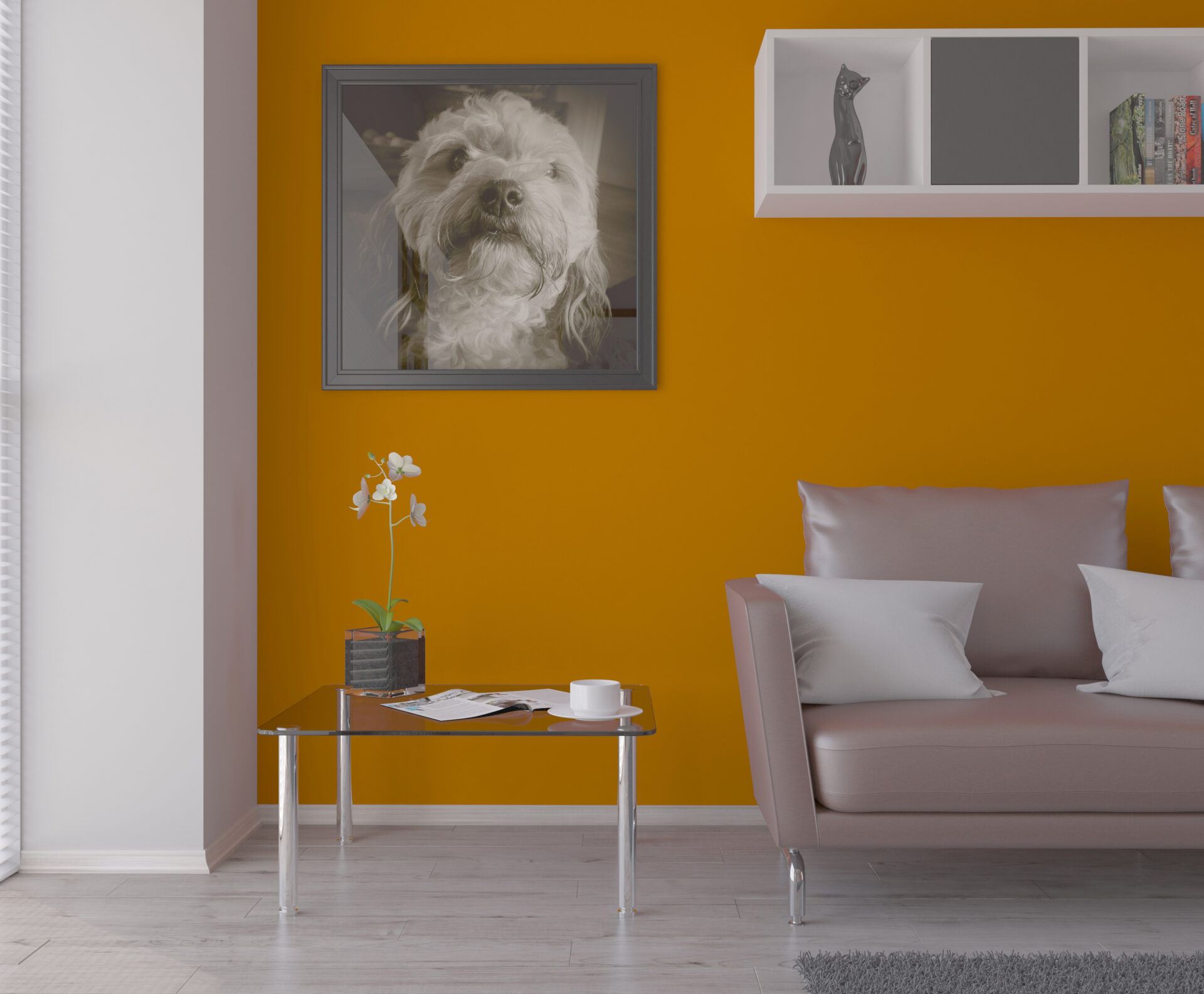 Render of 3D contemporary Living Room Interior and modern furniture